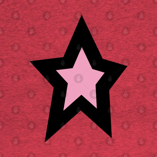 Pink Star Thick Black Line by ellenhenryart